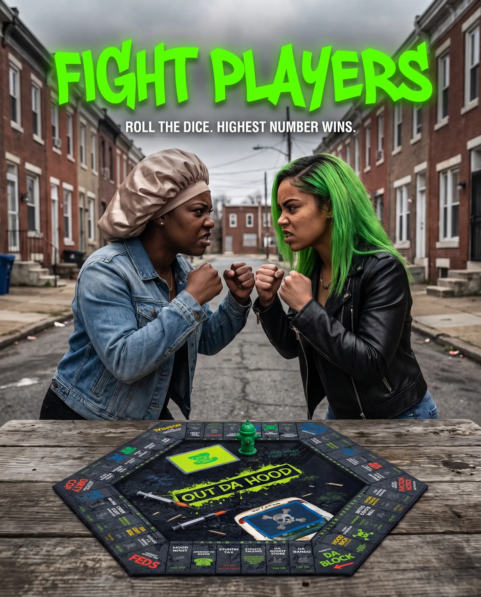 Fight players by rolling the dice in Out Da Hood